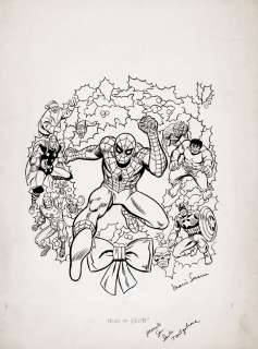 Marie Severin John Tartaglione - Marvel Christmas Coloring Book Cover (Spider-Man, Iron Man, Thor, Hulk, Captain America, Green Goblin, Loki, Red Skull, Rhino, Santa!) 1984