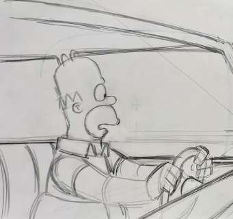 Matt Groening | The Simpsons - Original drawing - Homer Simpson Panoramic sketch - (2000) | Catawiki