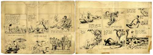 Prince Valiant Strip by Hal Foster Dated 6 March 1937 -- 4th Prince Valiant Strip in the Series! -- Val‘s ‘‘Career of Adventure Begins‘‘ Here, Showing His Growth From Boy to Young Man