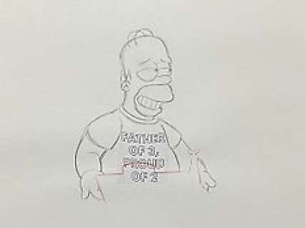 Matt Groening | The Simpsons - Original drawing of Homer Simpson ’Father of 3, proud of 2’ | Catawiki