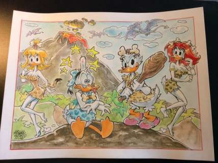 Alessandro Gottardo | Donald Duck - â€œJurassic Daisyâ€ - Page volante - Exemplaire unique - (2020/2020) | Catawiki