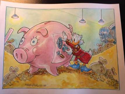 Alessandro Gottardo | Donald Duck - â€œSalvadanaio giganteâ€ - Page volante - Exemplaire unique - (2020/2020) | Catawiki