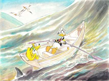 Tony Fernandez, Disney Artist | Donald Duck & Pluto inspired by Bo Bartlett - 50 x 35 cm - Original Painting - Tony Fernandez | Catawiki