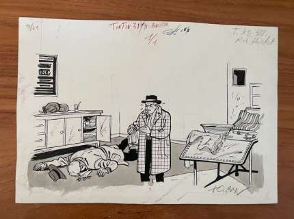 Tibet | Tibet - Originele tekening in inkt - Ric Hochet - Le mystère du pic Ã  glace - (1960) | Catawiki