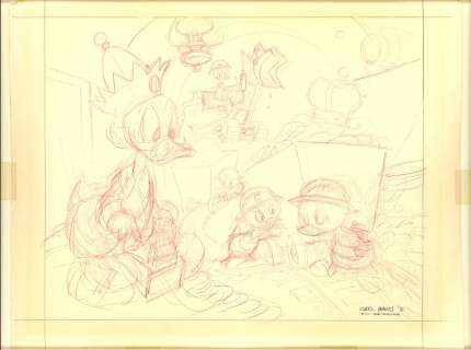 Carl Barks | Barks - MONEY BIN, Pencil Rough (c. 1976) NO RESERVE! | Russ Cochran