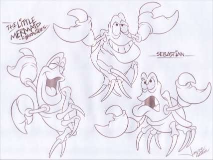 Jaume Esteve, Disney Artist | Little Mermaid: SEBASTIAN - Original Drawing - Jaume Esteve Signed | Catawiki
