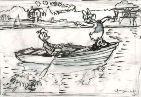 Tony Fernandez, Disney Artist | Donald & Daisy - The Love Boat - Original Sketch - Tony Fernandez - Signed | Catawiki