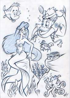 Xavi (Xavier Vives Mateu) | Little Mermaid - Dibujo original - Vaccine under the sea - 21 x 29,7 cm. - (2021) | Catawiki