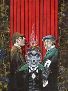 Jean-Michel Nicollet - SHERLOCK HOLMES – Peinture originale pour l’ex libris de Moriarty tome 1 Empire mécanique 1/2