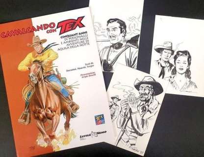 Francesco Gamba, Virgilio Muzzi | Tex Willer - Tex 3 disegni originali + volume | Catawiki