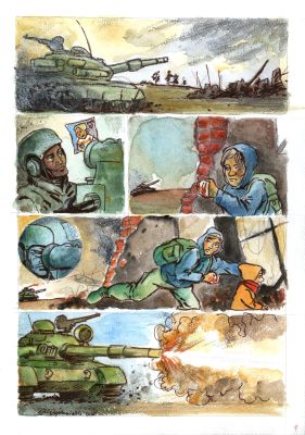 Jarosław Wojtasiński (Jaro) | Papa, komplet dwóch plansz | Galeria Komiksu