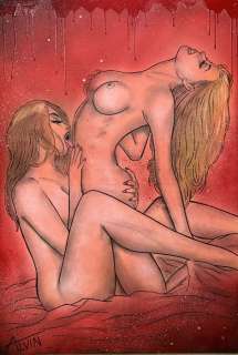 Alvin Silvrants | Girls Making Love - Original drawing in colour by Alvin Silvrants | Catawiki