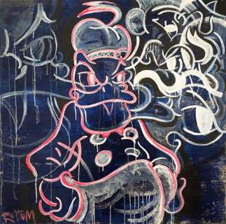 Ruttum, Street Artist | Sailor Donald Duck - Original Street Art Painting - RUTTUM - 100 x 3 x 100 cm - Acrylic Art | Catawiki
