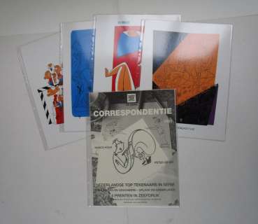Hanco Kolk En Peter de Wit | De Serie - Hanco Kolk en Peter de Wit -Portfolio Correspondentie - 4 prenten in zeefdruk - genummerd&gesigneerd + 2 originele tekeningen - (1993) | Catawiki