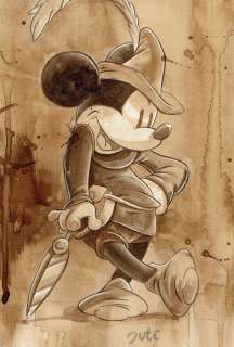 Guti, Coffee Artist | Mickey Mouse - Brave Little Tailor - Original Coffee Painting - Guti Signed (Front & Back) - Original Art | Catawiki
