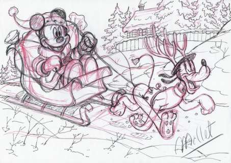 Millet | Mickey Mouse & Pluto - Original Sketch Drawing - Millet - DIN A3 | Catawiki