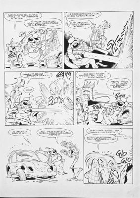 Tavola originale Giorgio Cavazzano “Oscar e Tango Benzinai” pag.3 | Venere Comic Art