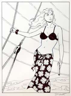 Berthet | Pin-Up, illustration au feutre et Ã  la gouache bl… | Millon