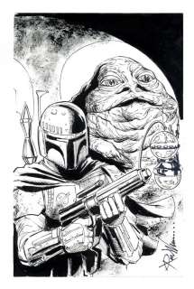 Boba Fett and Jabba the Hutt Sketch by Ron Wilson | mycomicshop.com