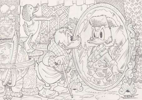 Julian Jordan | Julian Jordan - Ducktales - Scrooge McDuck - Duck in the mirror - Size: 30 x 21 cm. A4 | Catawiki