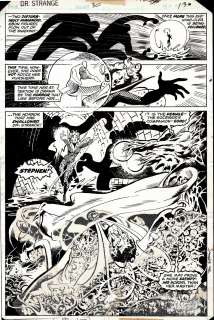 Tom Sutton - Doctor Strange #30 P 13 Semi-Splash (Great Battle Splash! Page in Book! Clea & Dr. Strange Battle the Dweller in Darkness!) 1978