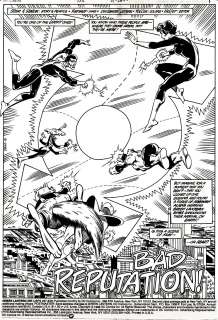 Joe Staton, Mark Farmer - green lantern corps #205 p 1 splash (john stewart, katma tui, salakk, arisia, kilowog, ch‘p! ) 1983