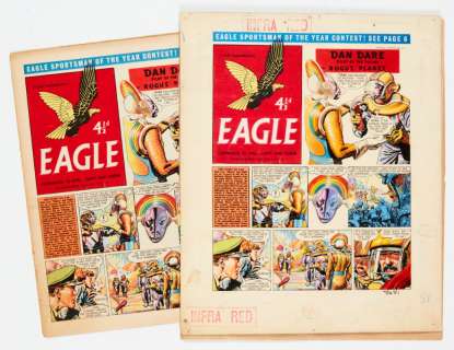 Dan Dare/Eagle cover original artwork (1956) drawn and signed by Frank… | Comic Book Auctions ltd