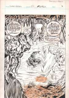 Dave Hunt - the super-heroes #50 p.? - man-thing, thing, and molecule man splash - 1976