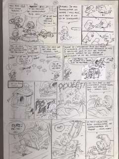 Studio Peyo | Studio Peyo - Planche originale crayonnée - Les Schtroumpfs et le Robot | Catawiki