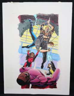 Maria Beccari - harbinger #38 cover color art - valiant - jolt, tyger, anvil, sonix, & spikeman - 1995