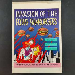 Massimo Mattioli | Massimo Mattioli - retrocopertina originale "Invasion of the Flying Hamburgers" - Page volante - Exemplaire unique - (1986) | Catawiki