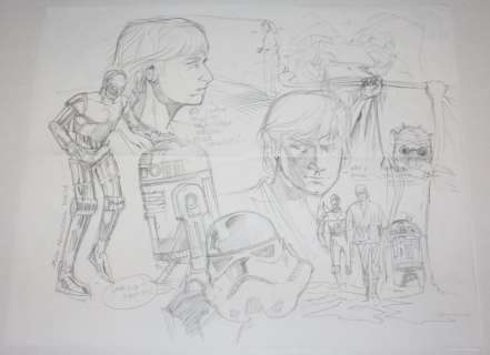 Jason Armstrong - star wars drawings for dark horse: luke, princess leia, stormtroopr, r2-d2, & c-3po