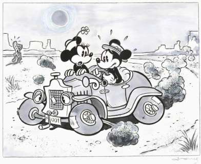 Tony Fernandez | Mickey and Minnie Spring Adventure - Mickey and Minnie Spring Adventure - Signed - Watercolor Art | Catawiki