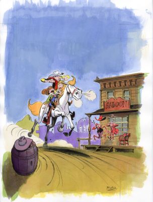 Blutch | LES INDOMPTÉS, HOMMAGE À LUCKY LUKE – Couverture originale de l’édition spéciale | Galerie Barbier