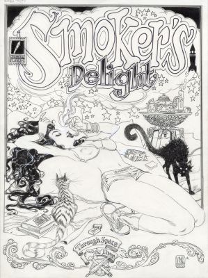 Vince | NYMPHES – Dessin original pour l’affiche Smoker’s Delight | Galerie Barbier