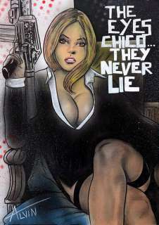 Alvin Silvrants | Sexy Scarface - The eyes Chico... they never lie - Original drawing in colour by Alvin Silvrants | Catawiki