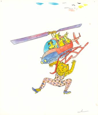 Lisa Hanawalt | Helicopter for Sluts - Technique mixte sur papier | Huberty Breyne Gallery