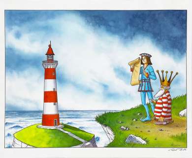 Turf | Turf - Dessin original couleur + 2x crayonné original - La Nef des fous - (2016) | Catawiki