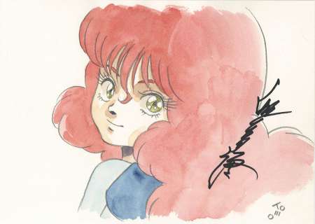 Hand-drawn color illustration by Tomonori Kogawa "Holy Warrior Dunbine" Cham Fau