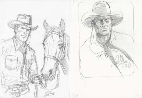 L. Filippucci - G. Simeoni | Tex - L. Filippucci e G. Simeoni - 2x sketch originali - Page volante - Exemplaire unique (2017) | Catawiki