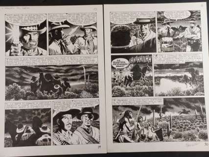 Boselli, Civitelli | Tex - Coppia di tavole "La Cavalcata del morto" - Page volante - Exemplaire unique | Catawiki