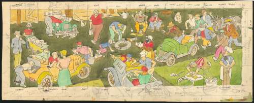 King - GASOLINE ALLEY, Mural Preliminary, Original Art (undated) | Russ Cochran