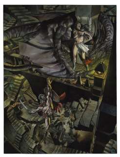 Patrizio Evangelisti | Patrizio Evangelisti - original artwork "Princess and Dragon" - does the princess want to be saved? - Page volante - Exemplaire unique - (2022) | Catawiki