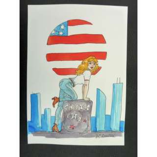 DI SANO illustration originale A4 Rubine Chicago City | YakaBD