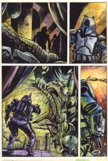 Tom Fowler - star wars: jango fett p. 11 - jango action painted art - 2002