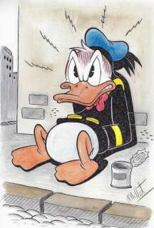 Millet | Donald Duck - Unhappy Frustration - Signed Original Colour Drawing by Millet | Catawiki