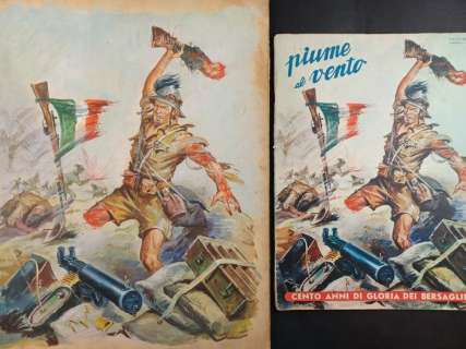 Alvaro Mairani (Attribuito) | Alvaro Mairani - 1x copertina "Piume al Vento" - Page volante - Exemplaire unique | Catawiki