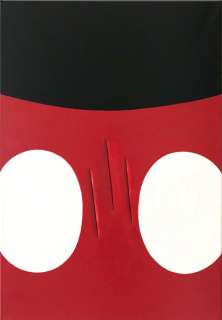 Roberto Ronchi | Mickey Mouse - "Beware of the Cat" - Painting on canvas - Inspired by Lucio Fontana - 35 x 50 cm - (2023) | Catawiki