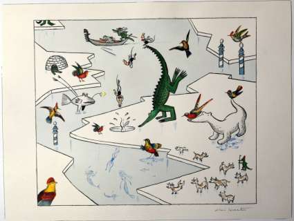 Lachartre, Alain  (1946) | LACHARTRE, ALAIN Grande illustration originale: "Jeux divers sur la ba | Estim Nation