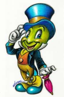 Joan Vizcarra | Jiminy Cricket [Pinocchio] - Original Drawing - Joan Vizcarra - Pencil Art - Original Artwork | Catawiki